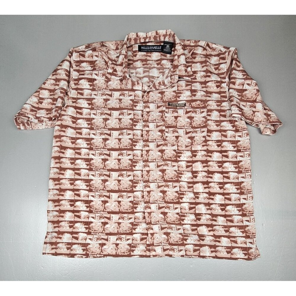 Pelle Pelle Button Up Shirt Mens‎ XL. Y2K Vintage Marc Buchanan Pocket Logo.